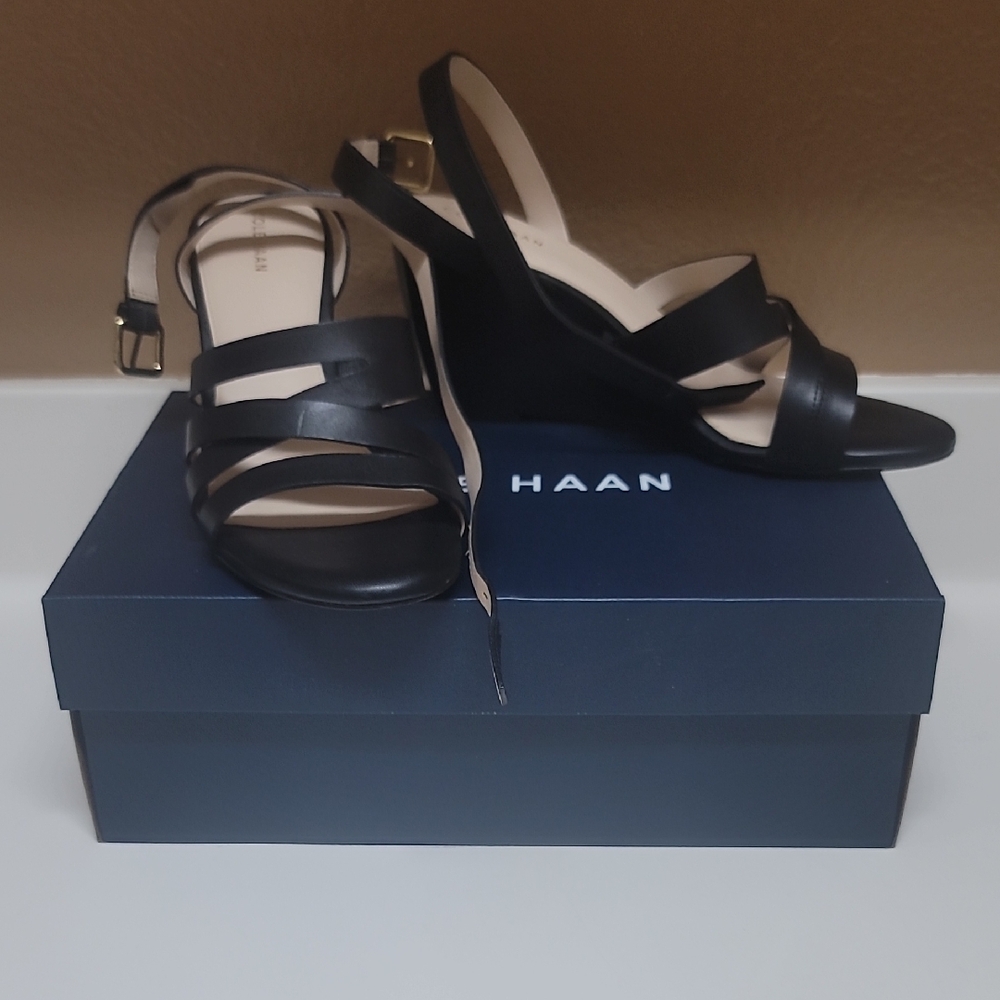 Cole Haan Black Strappy Wedges 🖤